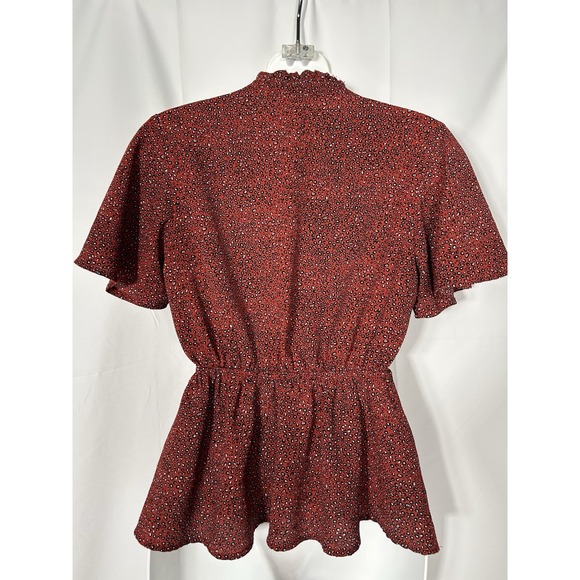 Monteau Womens Y2K Babydoll Wrap Top Dark‎ Red Whimsigoth Witchy Academia Size S - Picture 4 of 11